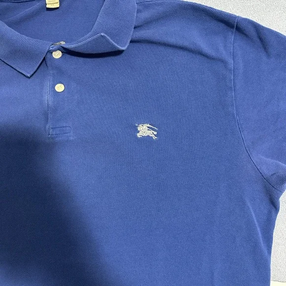 Burberry Brit Men's Blue Polo Shirt XL 100% Cotton Equestrian Knight Logo - Picture 3 of 11